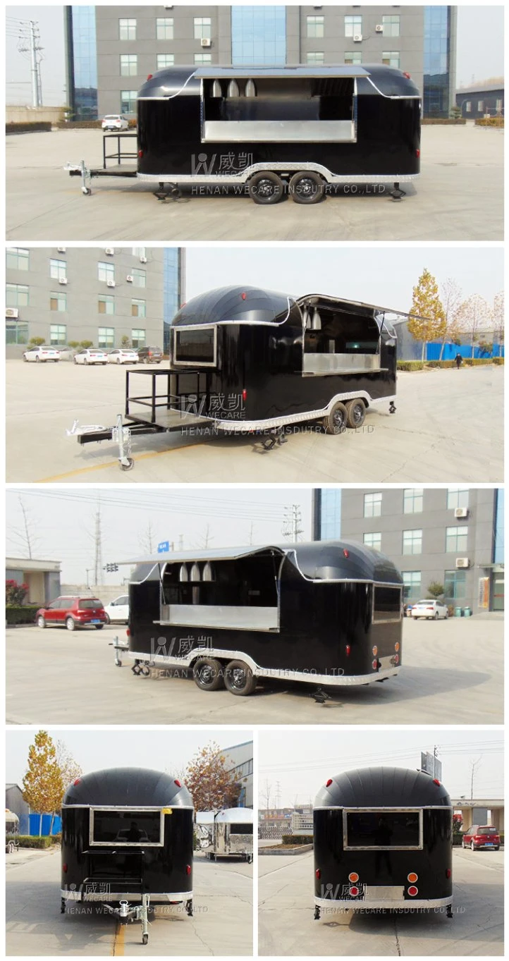 Wecare Custom Mobile Ice Cream Coffee Fast Food Carts Full Equipped Airstream Food Truck Trailer with Full Kitchen for Sale