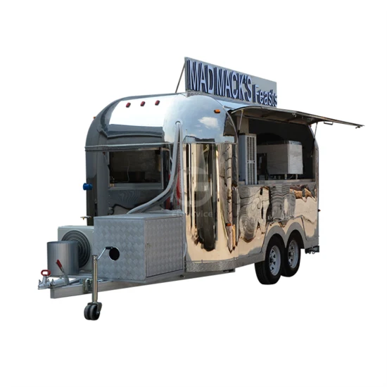 Camión de comida rápida de acero inoxidable con remolque de comida Airstream de Europa con carrito de comida CE